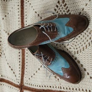 Men's turquoise and brown wingtip